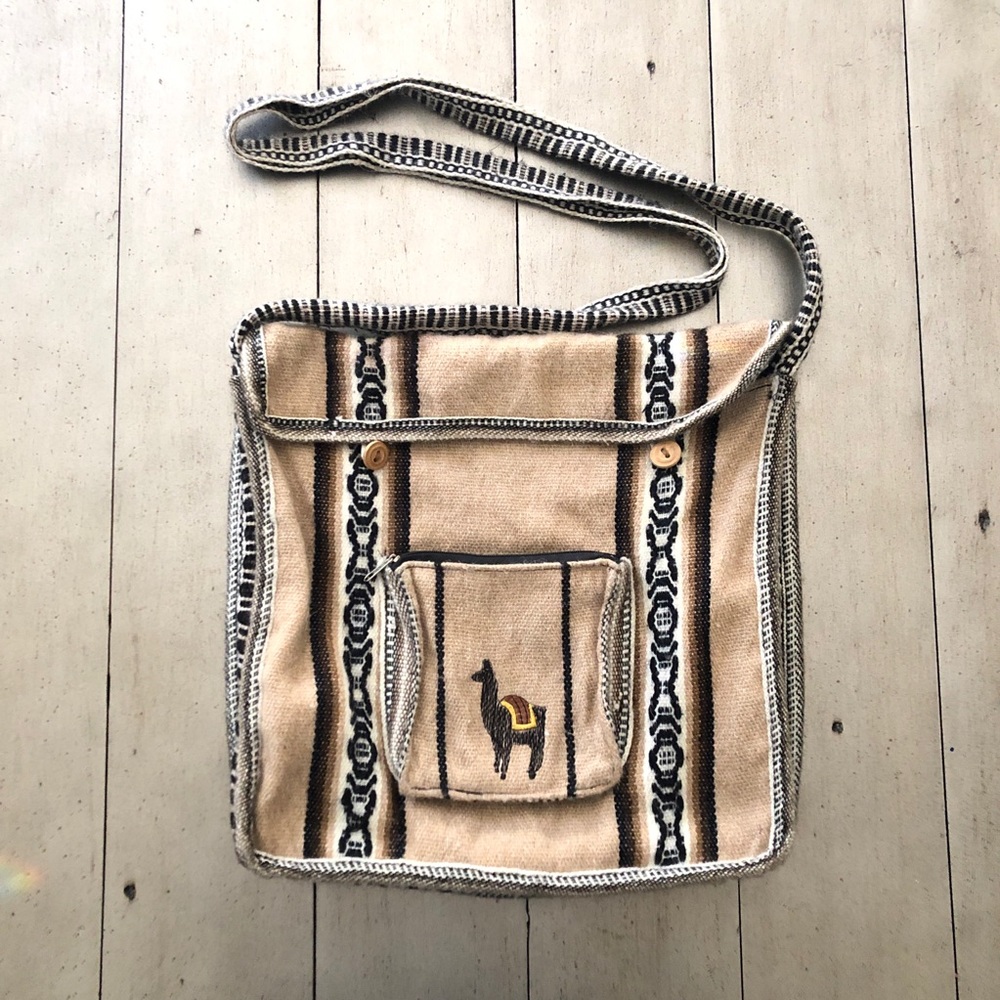 🐪 Handwoven wool boho desert camel crossbody bag